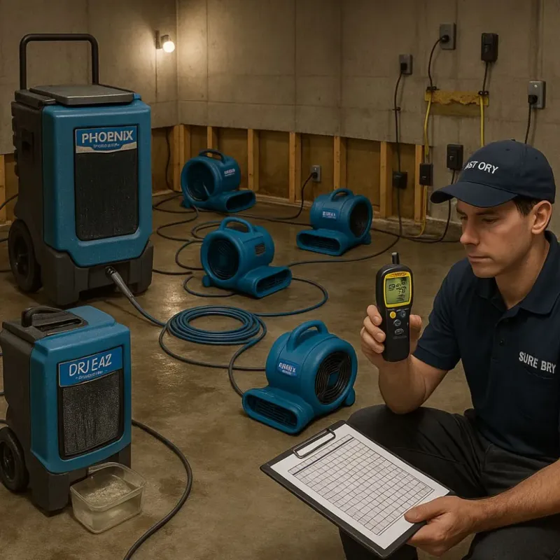 Structural Drying and Dehumidification process in Sugar Land, TX